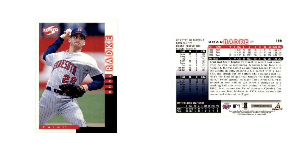 1998 Score Brad Radke Baseball Cards #168