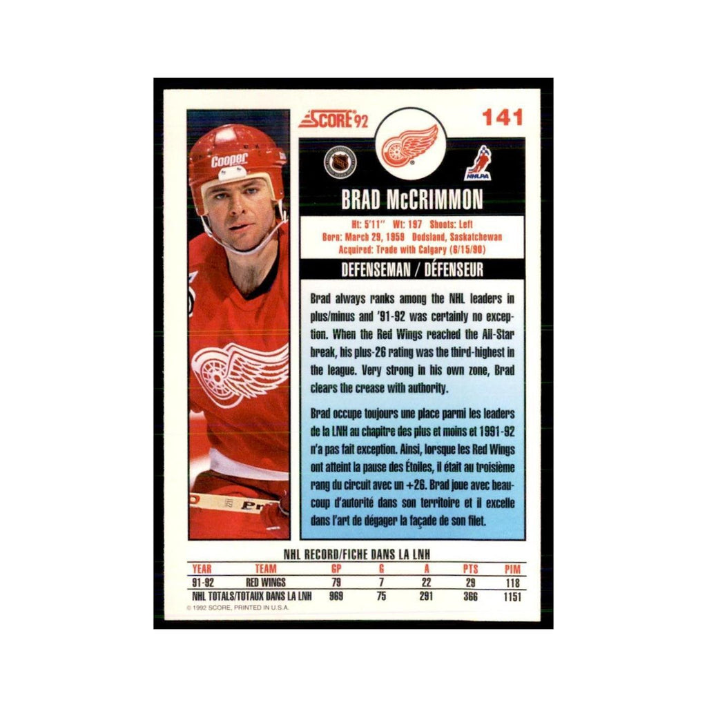 1992 Score Canadian Brad McCrimmon Detroit Red Wings #141