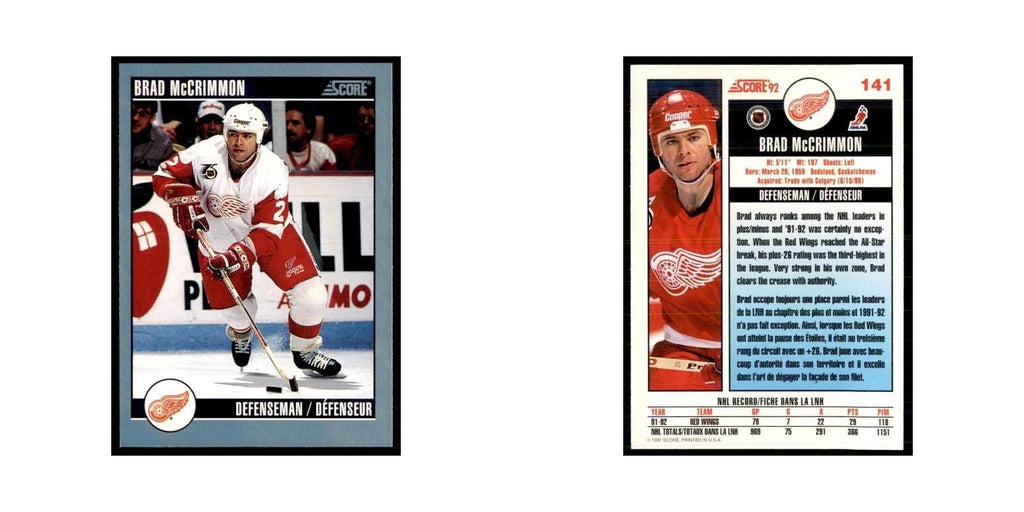 1992 Score Canadian Brad McCrimmon Detroit Red Wings #141