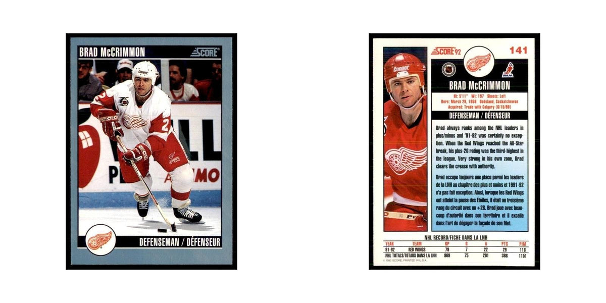 1992 Score Canadian Brad McCrimmon Detroit Red Wings #141