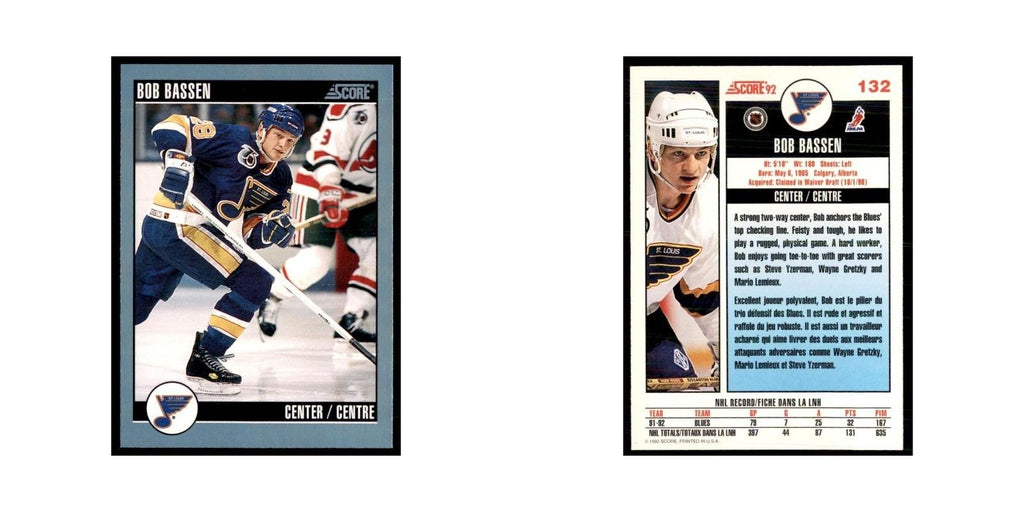 1992 Score Canadian Bob Bassen St. Louis Blues #132