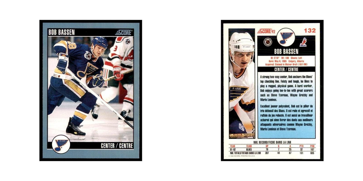 1992 Score Canadian Bob Bassen St. Louis Blues #132
