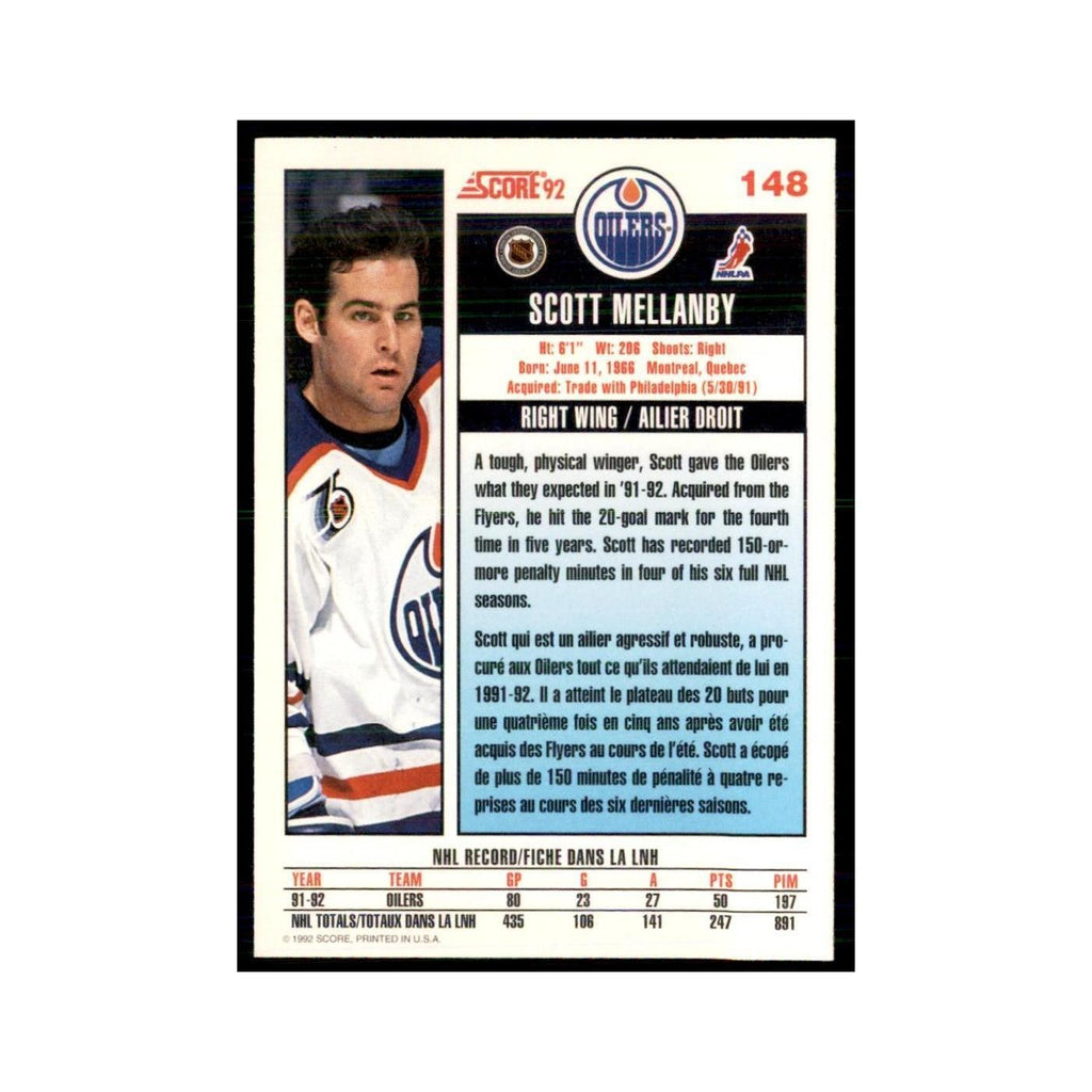 1992 Score Canadian Scott Mellanby Edmonton Oilers #148