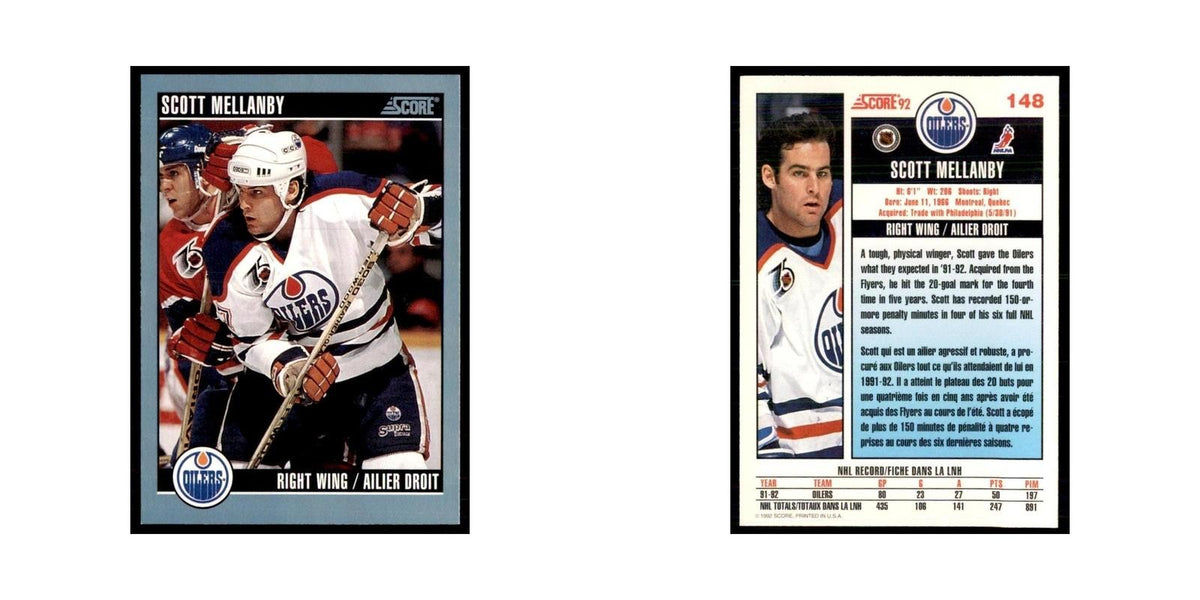 1992 Score Canadian Scott Mellanby Edmonton Oilers #148