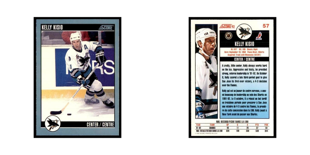 1992 Score Canadian Kelly Kisio San Jose Sharks #57