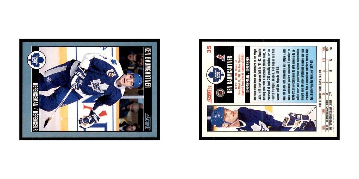 1992 Score Canadian Ken Baumgartner Toronto Maple Leafs #35