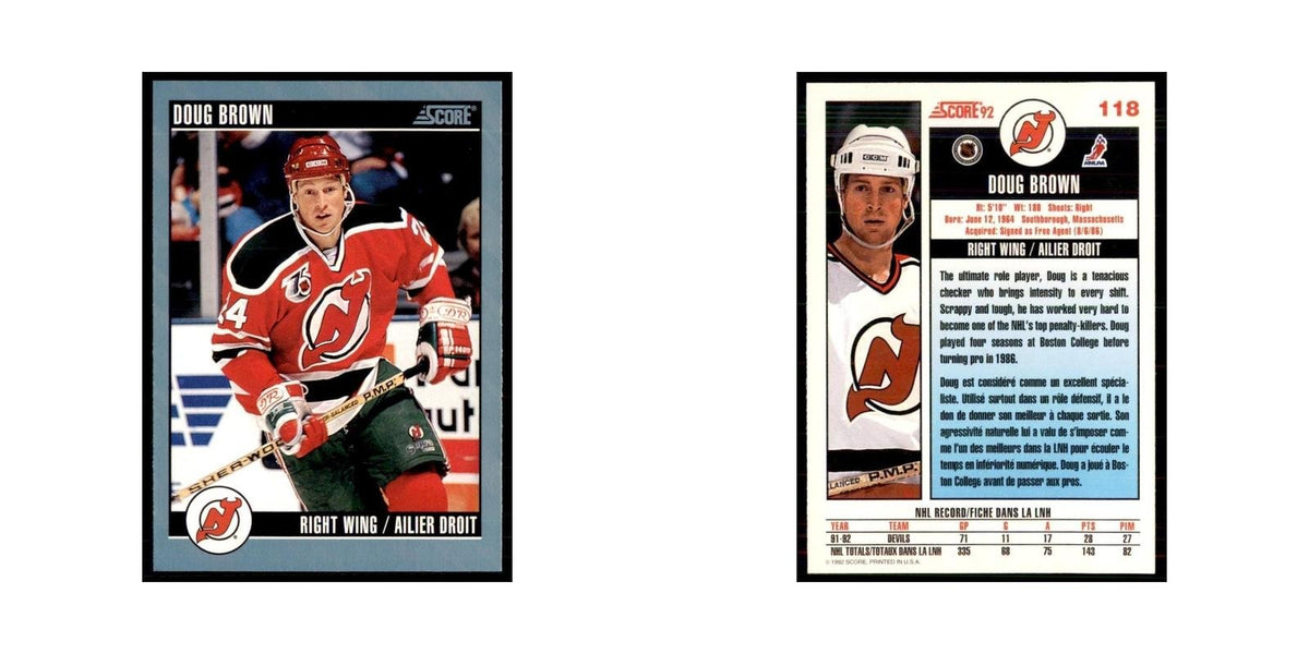 1992 Score Canadian Doug Brown New Jersey Devils #118