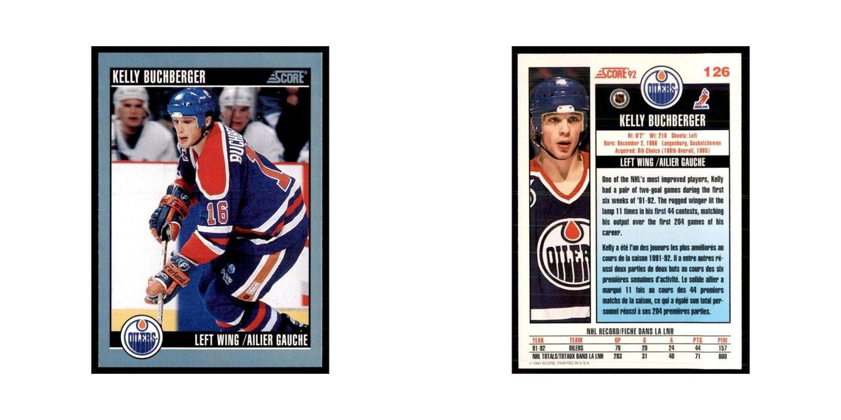 1992 Score Canadian Kelly Buchberger Edmonton Oilers #126
