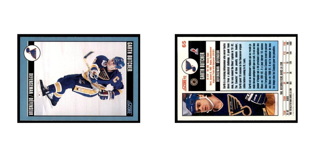 1992 Score Canadian Garth Butcher St. Louis Blues #65