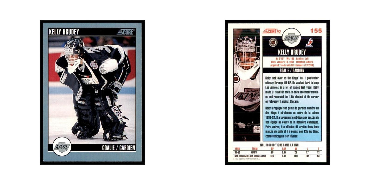 1992 Score Canadian Kelly Hrudey Los Angeles Kings #155