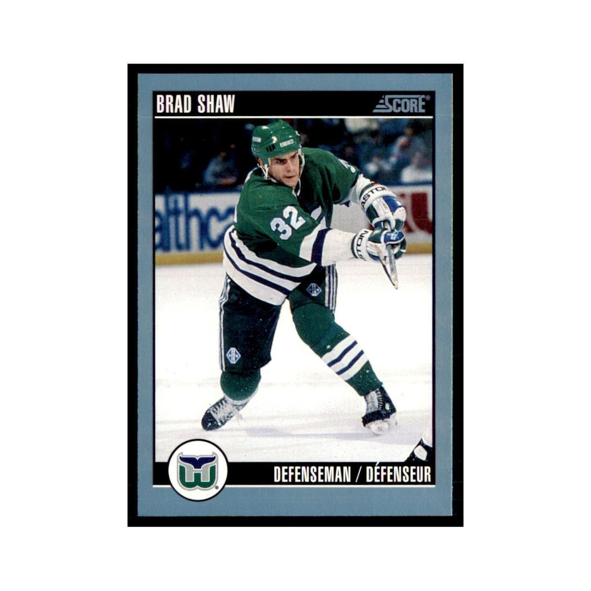 1992 Score Canadian Brad Shaw Hartford Whalers #85