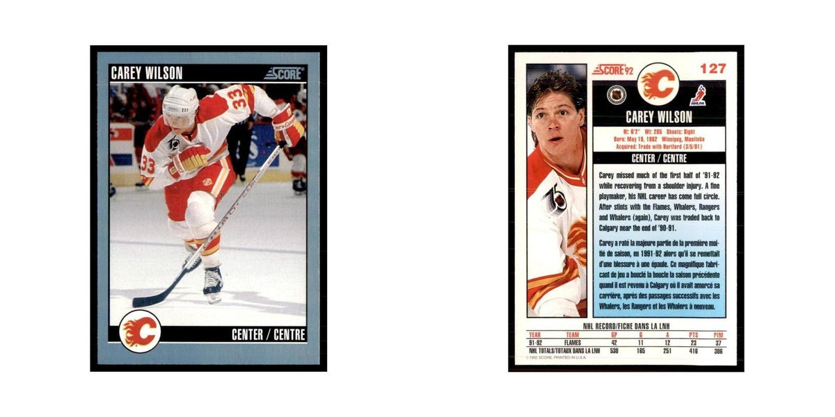 1992 Score Canadian Carey Wilson Calgary Flames #127