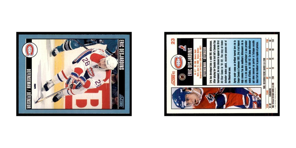 1992 Score Canadian Eric Desjardins Montreal Canadiens #23