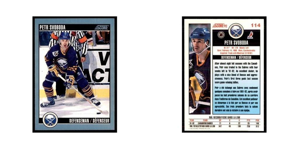 1992 Score Canadian Petr Svoboda Buffalo Sabres #114