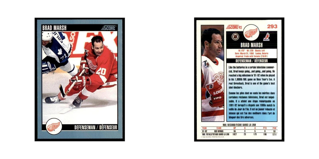 1992 Score Canadian Brad Marsh Detroit Red Wings #293