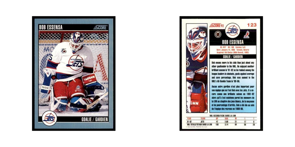 1992 Score Canadian Bob Essensa Winnipeg Jets #123