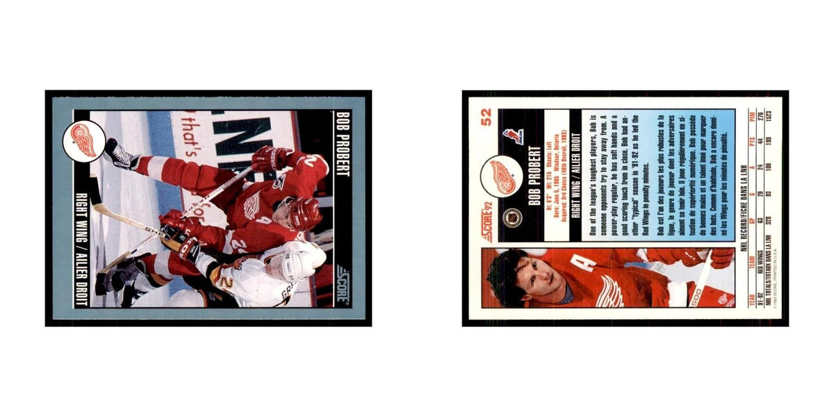 1992 Score Canadian Bob Probert Detroit Red Wings #52