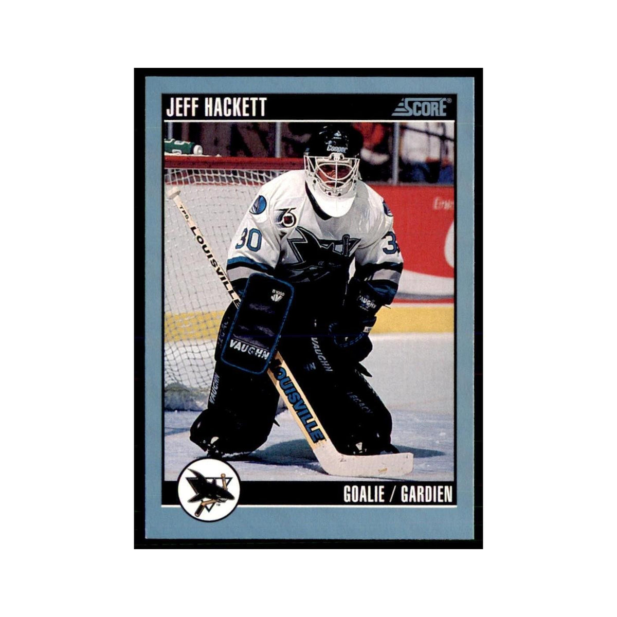 1992 Score Canadian Jeff Hackett San Jose Sharks #82