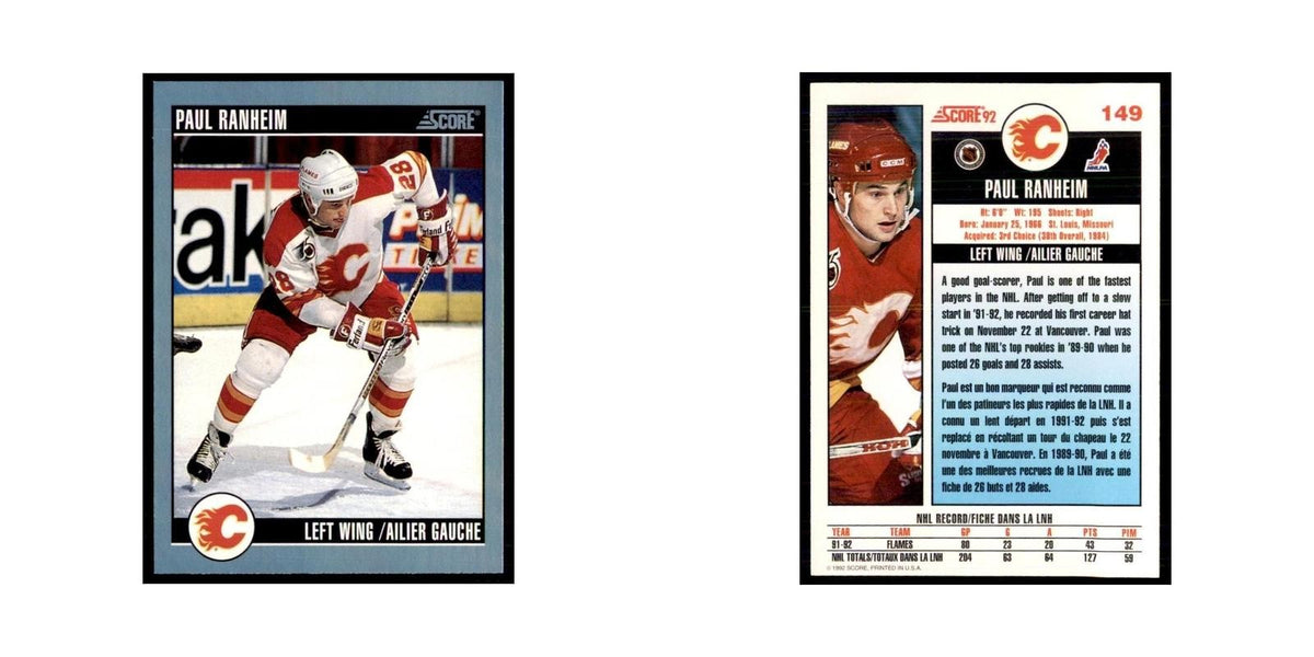 1992 Score Canadian Paul Ranheim Calgary Flames #149