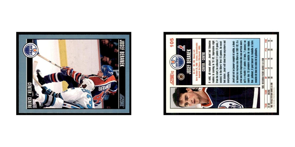 1992 Score Canadian Josef Beranek Edmonton Oilers #105