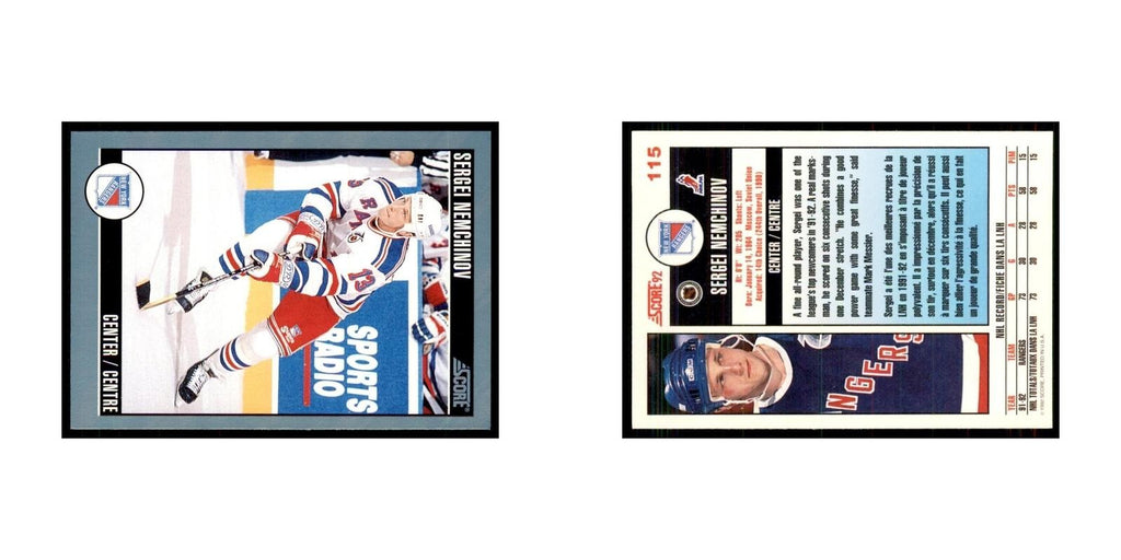 1992 Score Canadian Sergei Nemchinov New York Rangers #115