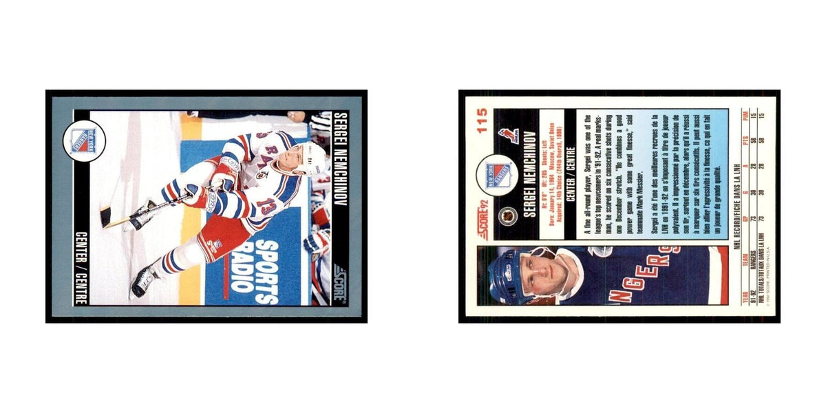 1992 Score Canadian Sergei Nemchinov New York Rangers #115