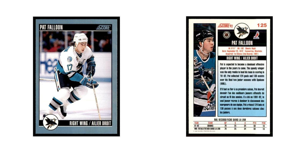 1992 Score Canadian Pat Falloon San Jose Sharks #125