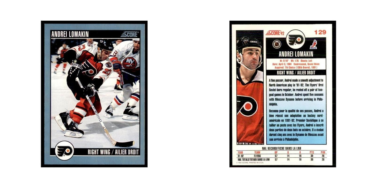 1992 Score Canadian Andrei Lomakin Philadelphia Flyers #129