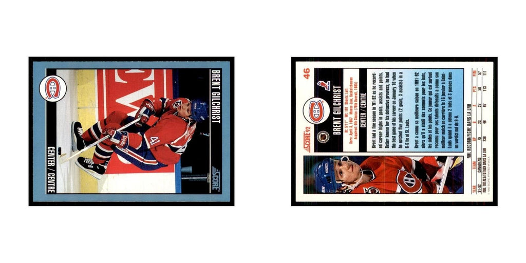 1992 Score Canadian Brent Gilchrist Montreal Canadiens #46