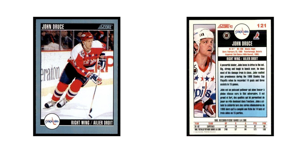 1992 Score Canadian John Druce Washington Capitals #121