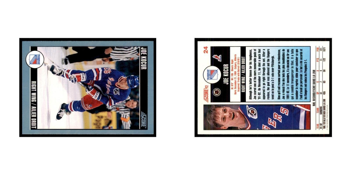 1992 Score Canadian Joey Kocur New York Rangers #24