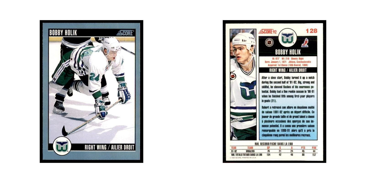 1992 Score Canadian Bobby Holik Hartford Whalers #128