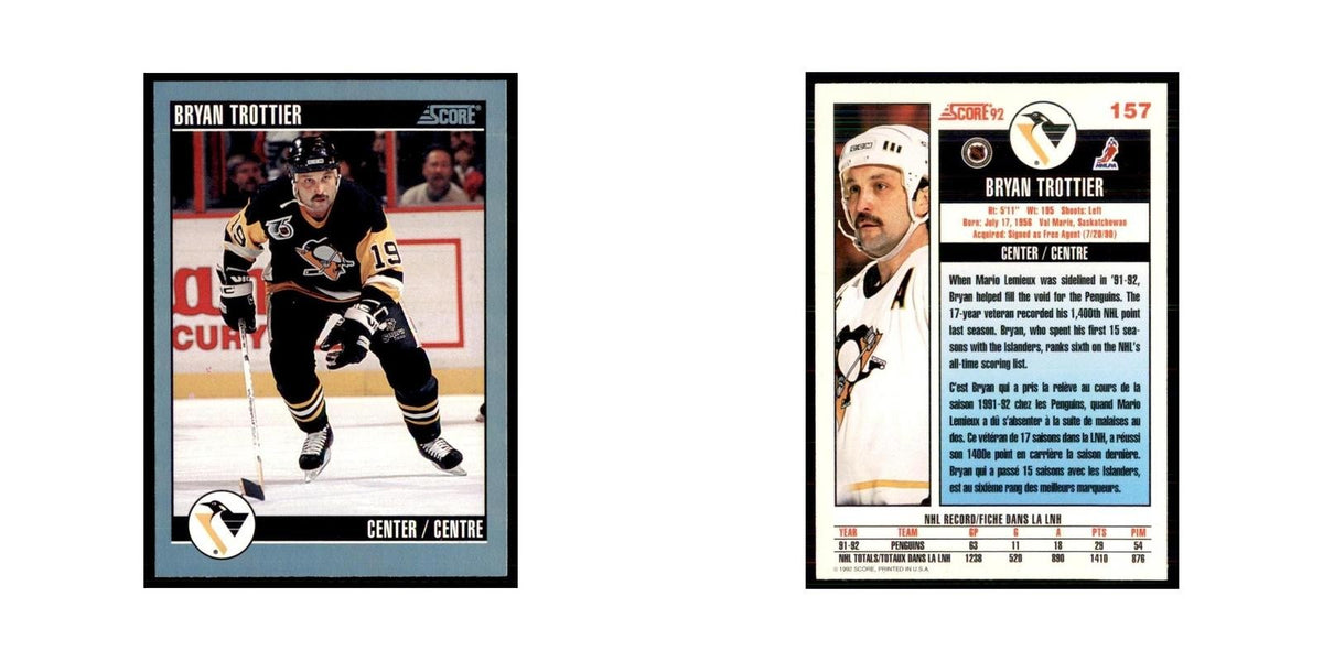 1992 Score Canadian Bryan Trottier Pittsburgh Penguins #157