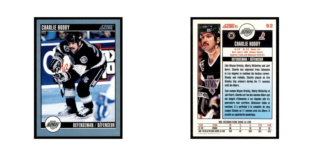 1992 Score Canadian Charlie Huddy Los Angeles Kings #92