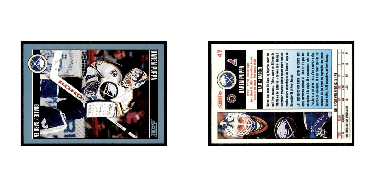 1992 Score Canadian Daren Puppa Buffalo Sabres #47