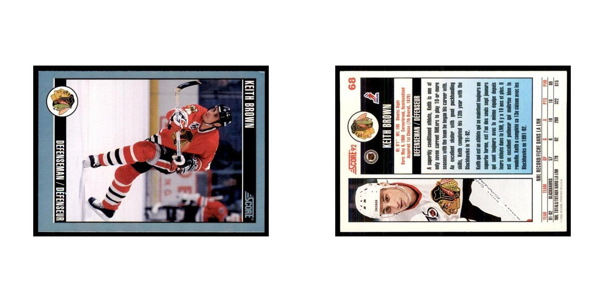 1992 Score Canadian Keith Brown Chicago Blackhawks #68