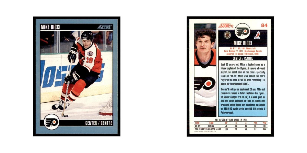 1992 Score Canadian Mike Ricci Philadelphia Flyers #84