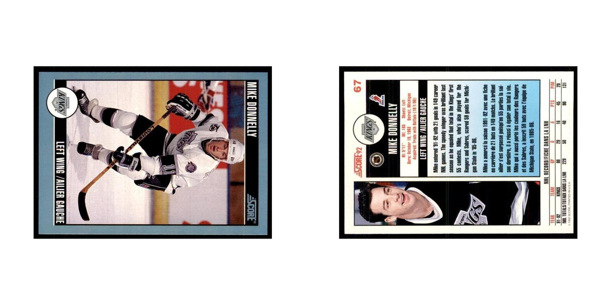 1992 Score Canadian Mike Donnelly Los Angeles Kings #67