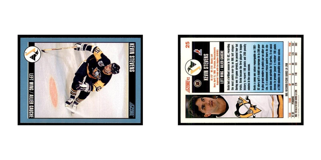 1992 Score Canadian Kevin Stevens Pittsburgh Penguins #25