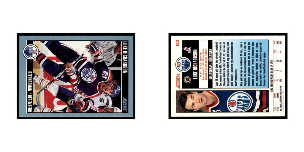 1992 Score Canadian Luke Richardson Edmonton Oilers #62