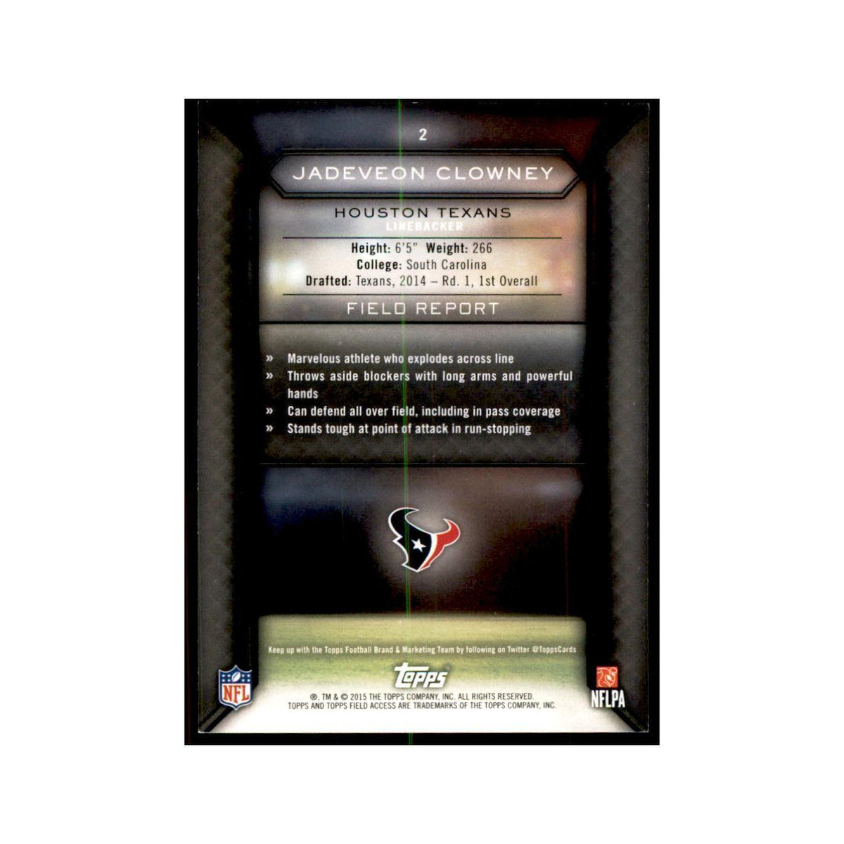2015 Topps Field Access Jadeveon Clowney Football Cards #2