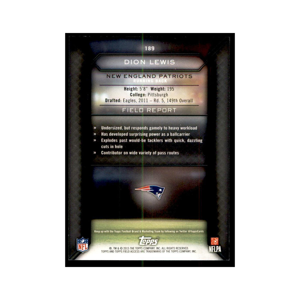 2015 Topps Field Access Dion Lewis Football Cards #189