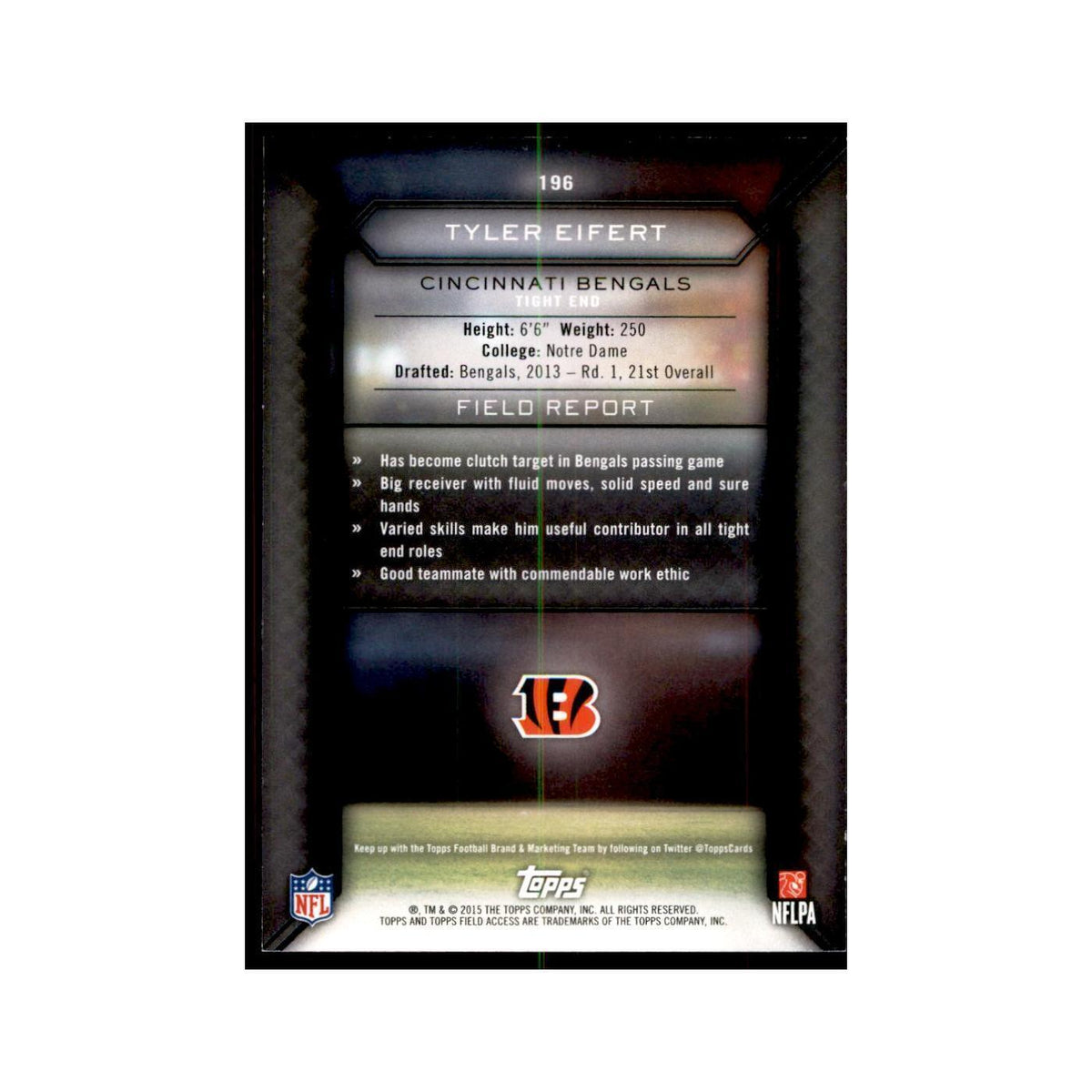 2015 Topps Field Access Tyler Eifert Football Cards #196