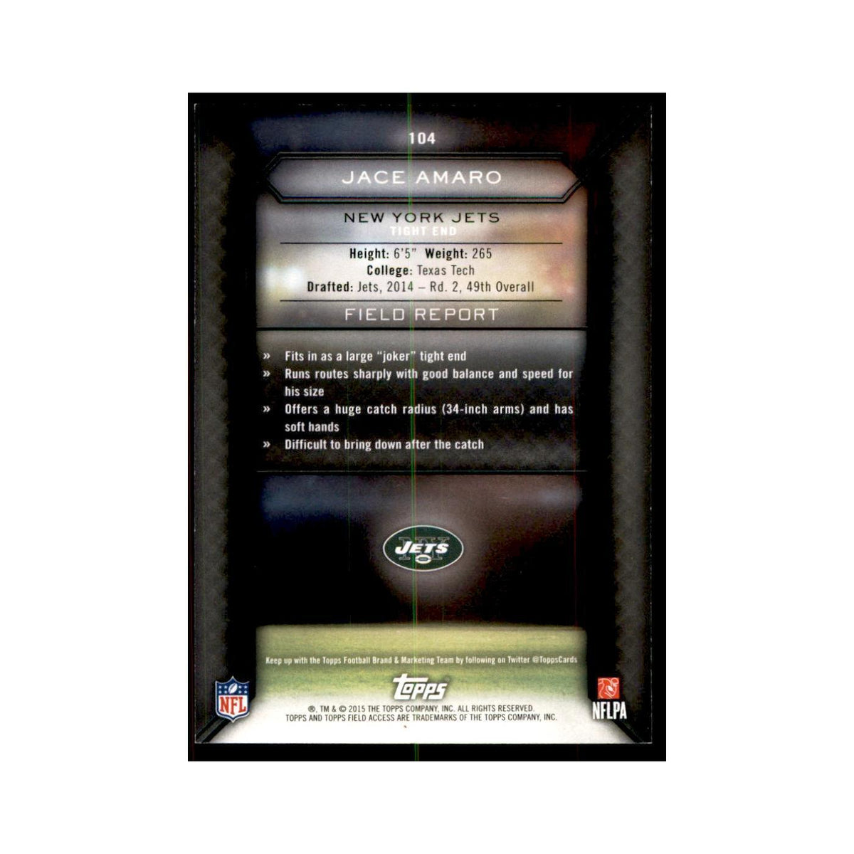 2015 Topps Field Access Jace Amaro Football Cards #104