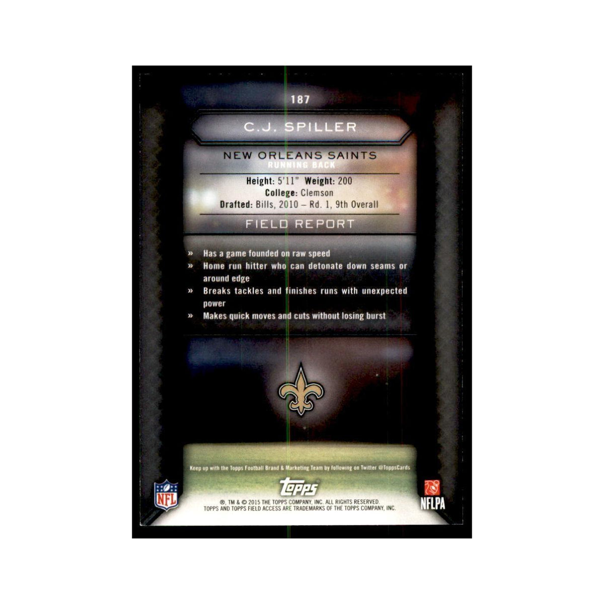 2015 Topps Field Access C.J. Spiller Football Cards #187