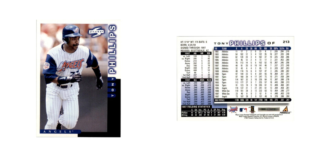 1998 Score Tony Phillips Baseball Cards #213