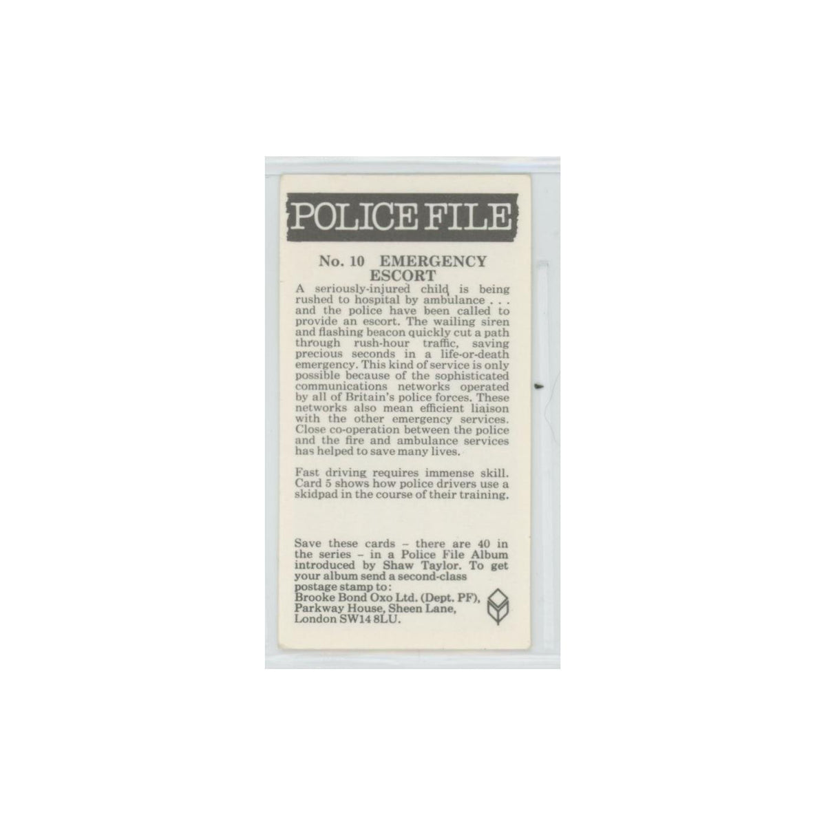1977 Brooke Bond Police File Emergency Escort #10