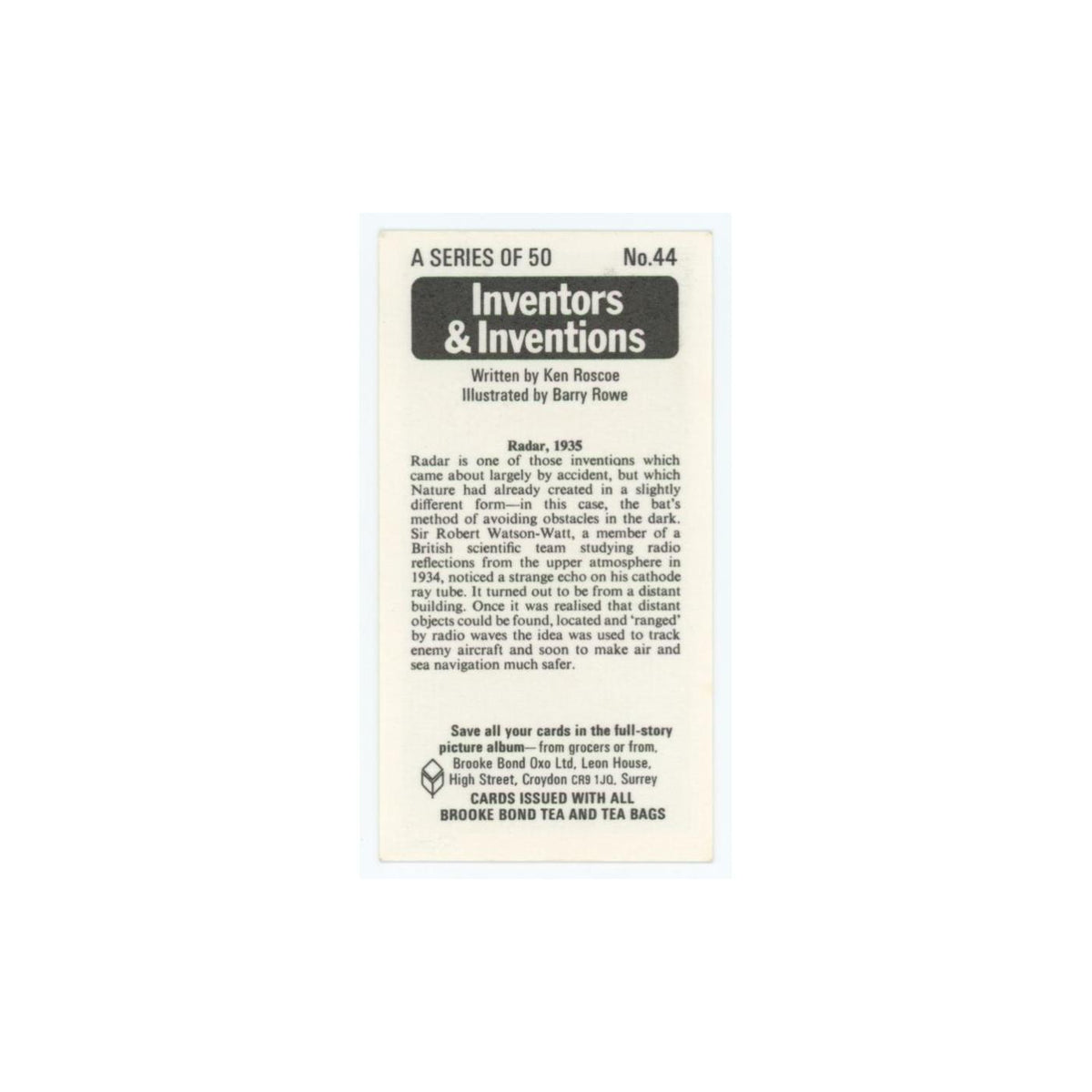 1975 Brooke Bond Inventors Inventions Radar #44