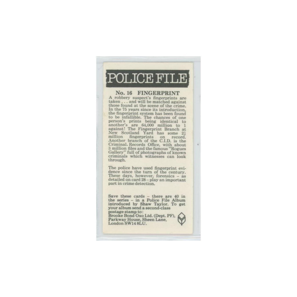 1977 Brooke Bond Police File Fingerprint #16
