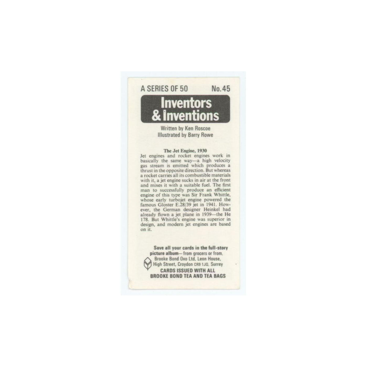 1975 Brooke Bond Inventors Inventions The Jet Engine #45